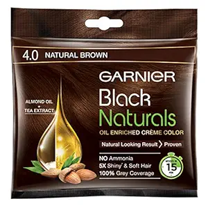 Garnier Black Naturals Hair Colour Cream Nat Brown Color Shade No. 4, 40 Ml
