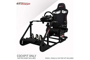 GT OMEGA ART Racing Simulator Cockpit RS9 Gaming Console Seat for Thrustmaster T300RS Steering Wheel Pedals & TH8A Shifter TX Ferrari 458 Italia PS4 Xbox, with Stand & Reclinable Chair Rails
