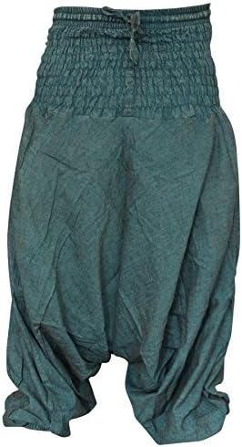 SHOPOHOLIC FASHIONUnisex Loose Fit Baggy Trousers Stonewashed Plain Hippy Harem Pants