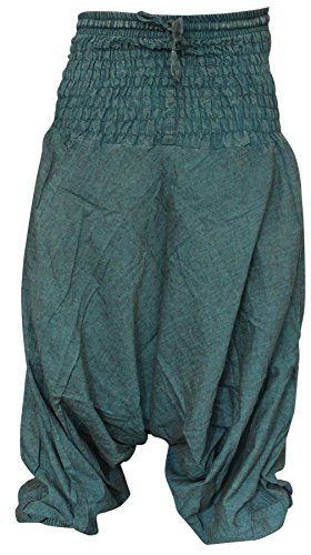 SHOPOHOLIC FASHIONUnisex Loose Fit Baggy Trousers Stonewashed Plain Hippy Harem Pants