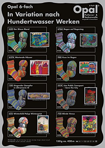 1437 OPAL HUNDERTWASSER Serie I: SINGENDER DAMPFER IN ULTRAMARIN – 1er Set 100g Knäuel 75% Schurwolle, 25% Polyamid, Lauflänge ca. 425m/100g, Nadelstärke 2 – 3 mm +Button HAPPY BIRTHDAY - 9