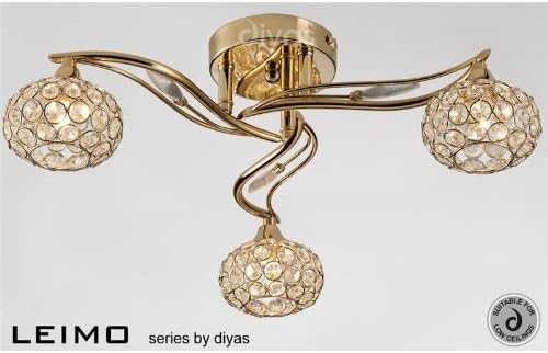 Leimo Ceiling 3 Light French Gold/Crystal