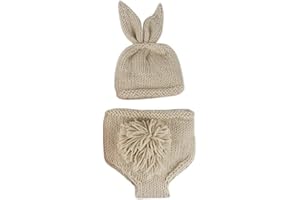 IBTOM CASTLE Set di 3 cappelli pasquali per neonati e bambine, con pantaloncini + giocattoli per carota, per fotografia, per lavori a maglia, per servizi fotografici, per bambini