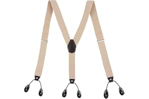 KLONKEE Men's Split Button Braces Y Shape Trimmed Button End Tuxedo Adjustable Straps Elastic Suspenders - 3.5 cm wide