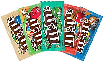 M&amp;M Variety (1 x Peanut Butter 46g, 1 x Almond 80g, 1 x Crispy 39g, 1 x Pretzel 33g, 1 x Mint Dark Chocolate. LETTERBOX friendly size packet