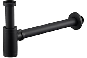 Ketaliria Design Siphon Universal für Waschbecken & Waschtisch schwarz, Geruchsverschluss mit Reinigungsöffnung, Designsiphon Abflussgarnitur Röhrensiphon