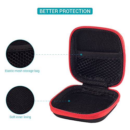 Custodie per auricolari, SUNGUY [2-Pack] Custodia da viaggio per auricolari piccola tasca per smartphone Auricolare Bluetooth Custodie per auricolari rigide Custodia per cuffie EVA 2 colori (blu + rosso)