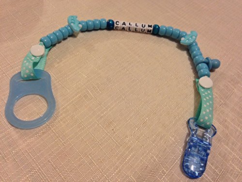 Baby boy or toddler's Personalised Dummy / Pacifier Dummy Chain / Clip with Cars Feature Embellishment