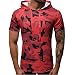 Produktbild Hanomes Vintage Camouflage Print T-Shirt mit Kapuze Sommer Casual Sportshirt Slim Fit Muskelshirt atmungsaktives Baumwolle Fitness T-Shirt Sport Laufshirt S-XXL Trend Tee