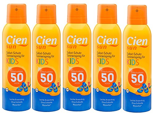 Preisvergleich Produktbild 5 x 150 ml Cien Sun Sonnenspray für Kinder LSF 50 Wasserfest