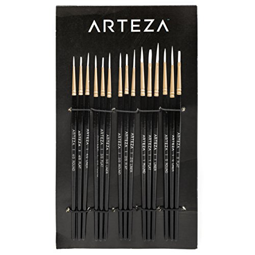 Pinsel-Set 15-teilig, Künstler-Qualität, handgefertigt, ideal für Detailarbeiten, feine Linien, Schattierungen und Besonderere Strukturen auf allen Medien - 6