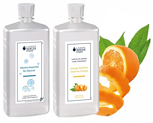 Lampe Berger Vorteilsset - 2 Düfte - 1000 ml Neutral und 1000 ml Florida Orange / Orange Extrême inkl. EO Shopping Bag