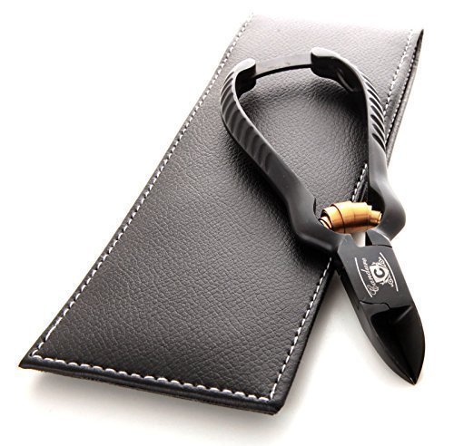 CANDURE® Professional Black Nail Clippers Nippers for thick nails, 13,97cm Curved blade for all types of nails (Black&Gold)