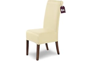 SH SCHEFFLER-HOME LIVE HOMESTYLE SCHEFFLER-Home Fundas Sillas de Comedor Elásticas Marie – Set de 6 Elegantes Fundas Sillas Ajustables – Fundas para Sillas hidrófugo con Banda Elástica, Marfil