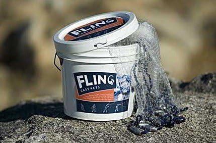 FLING Cast Net (Clear/Blue, 6-Feet Radius/3/8-Inch Mesh)