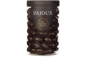 Pajoux Dark Chocolate Almonds (Large) 280g | Chocolate Almonds - Dark Chocolate Covered Nuts - Dark Chocolate Coated - Whole Almond Nuts - Palm Oil Free - Chocolate in a Gift Jar