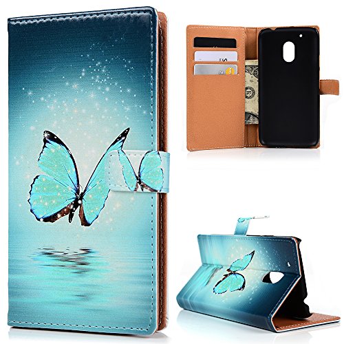 Motolora Moto G4 Play Hülle YOKIRIN Painted PU Leder Wallet Handytasche Handyhülle Innere PC Hardcase Folio Schutzhülle Ledercase Lederhülle Tasche Painted Gemalt Schale Backcover Ledertasche Schutz Hülle Rückschale Flip Cover mit Standfunktion Karteneinschub und Magnetverschluß im Bookstyle Muster:Schmetterling