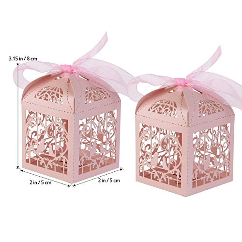 ULTNICE 50Pcs Geschenk Kasten Karton Süßigkeit Kasten Gast Kasten für Hochzeits Taufe Geburtstags Party Dekor Rosa - 5