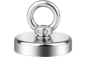 XINGKSY Xingsky 135 KG force adhésive aimant à œillet en néodyme super fort, super puissants aimants de pêche en terre rare, avec boulon de diamètre 60 mm pour la récupération en rivière et pêche magnétique