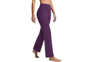 baleaf Yogabyxor för kvinnor raka ben något utsvängda med fickor | Stretchiga leggings med hög midja för gym kontor vardagliga resor