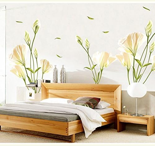 OxGrow(TM) Removable Lilies Wall Sticke Art Decals Mural Wallpaper DIY Home Decoration Adesivo De Parede Room Decal Stickers