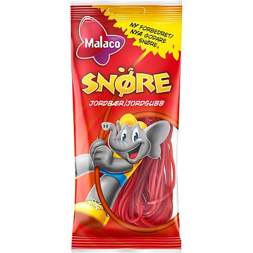 2 x 94g von Malaco Snore Jordgubb - Original Schwedisch Erdbeere Biegt Weingummi Süßigkeiten