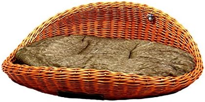 Michur Sweetheart Cognac wicker basket bed for dogs cats incl. Pillow