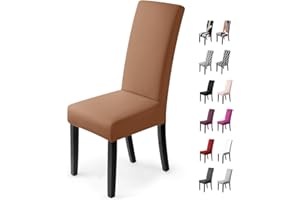 BALLADHOME Pokrowce Na Krzesła Do Jadalni 4 Sztuki Elastyczny Pokrowiec Na Krzesło Uniwersalne Pokrowców Na Krzesła Zdejmowane Nowoczesne Do Kuchni Restauracji Hotelu Na Wesele (4 Sztuki, Jasnobrązowy)