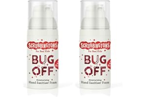 SCRUBBINGTON'S Scrubbingtons Bug Off Childrens Alcohol Free Foaming Hand Sanitiser, Gentle Hand Sanitiser for Kids with Moisturising Cranberry and Pomegranate, Suitable for Sensitive Skin 2 x 50ml
