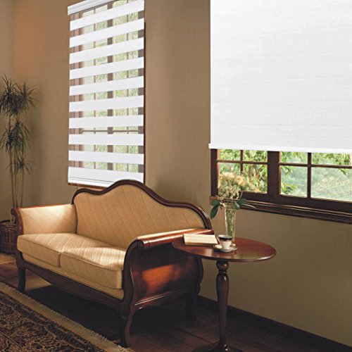 SHINY HOME® Fensterrollo Duo-Rollo Sonnenschutzrollo 100*150CM Weiß Doppelrollo Klemmfix inkl Klemmträger für Fenster, Tür Verdunklungsrollo - 6