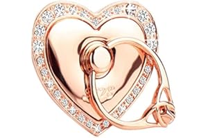 MALAYAS Bague de maintien pour smartphone, support en forme de cœur, bague en forme de diamant avec support de fixation voiture, or rose
