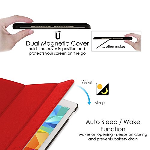 ForeFront Cases® Neue Leder Hülle / Tasche / Case / Cover für Samsung Galaxy Tab S 8.4 T700 – Rundum-Geräteschutz und intelligente Auto-Sleep-Wake-Funktion mit 3-JAHRES-GARANTIE VON FOREFRONT CASES – inkl. Eingabestift und Displayschutz - 5