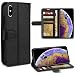 Produktbild UC-Express Handy Hülle Smartphone Tasche Klapphülle Flip Case Book Cover Schale Handyhülle, Farben:Schwarz, Für Handy Modell:Apple iPhone XS