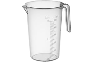 PIAZZA - Caraffa Graduata Professionale in Plastica con Manico Aperto, Capacità 0,5L, Brocca per Acqua e Liquidi Alimentari, Misurino Graduato per Pesare Alimenti con Bilancia da Cucina, Made in Italy