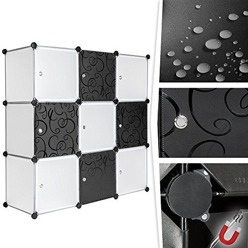 TecTake System Steckregal Schrank Regal Sideboard Kunststoff schwarz weiß - 5