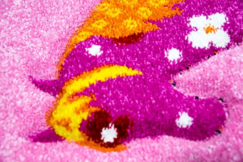 Kinderteppich Spielteppich Kinderzimmer Teppich Pferd Design mit Konturenschnitt Pink Creme Rot Orange Gelb Schwarz Größe 80×150 cm - 4