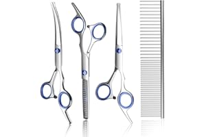 TRIGRAND Dog Grooming Scissors, Rust-Resistant Steel, Professional Dog Scissors Grooming with Safe Rounded Tips, Ergonomic Handle, One-Piece Design,Professional Hair for Trimming Face, Paws &Tail