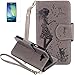 Produktbild ISENPENK Samsung Galaxy A5(2016)/A510F/A5(2016)Duos Flip Case,Original Flip Bookstyle Cover Wasserdicht Shockproof Anti Slip Protection Multifunktions Leather Case Wallet Hülle,Mädchen Vögel und Katze Print Muster Pattern Wallet Case mit Intern Karte Schlitz,Anti-Sturz Stoßfest Stoßdämpfend Triangle Hemming Wallet Tasche,Magnetic Closure Schutzhülle mit Standfunktion Handy Gürtel für Samsung Galaxy A5(2016)/A510F 5.2Zoll-[grau]+Panzerglas/Schutzfolie/Displayschutzfolie