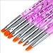 TRIXES 7pc UV Gel Acrylic Nail Art Tips Builder Brush Pen Design Rounded Edge