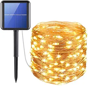 XERGY Fairy String Lights Outdoor, 39 Ft 120 LED with 800 mAh Inbuilt Rechargeable Batter IP65 Waterproof 8 Modes Copper Wire -Solar Powered