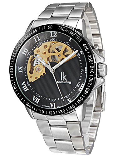 Alienwork IK mechanische Automatik Armbanduhr Skelett Automatikuhr Uhr schwarz silber Edelstahl 98254G-01 Alienwork IK mechanische Automatik Armbanduhr Skelett Automatikuhr Uhr schwarz silber Edelstahl 98254G-01