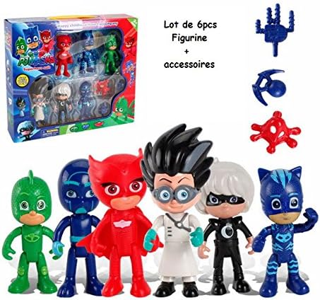 Channeltoys - Set of 6pcs Figures Masked Upholders of the law - 7/9 cm - Gekko Cloak Owlette Cat boy - red and blue Green - Pvc - Nine