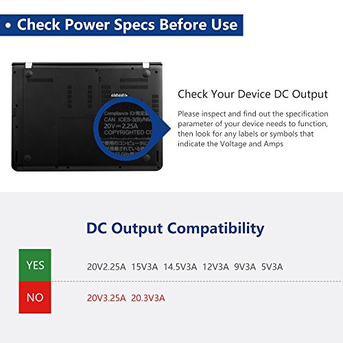 KFD Ladegerät Adapter USB C Ladekabel 5V3A 9V3A 12V3A 14,5V3A 15V3A 20V2,25A USB Type C Netzteil für ChromeBook Pixel, Asus Zenbook 3 UX390UA, Lenovo Yoga 910-13IKB 80VF Touch, Lumia 950 / 950 XL, Google Nexus 5X / 6P, HP spectre 13 Elite x2 1012 USB Typ C, Dell XPS 12 9250, neuen MacBook (2015) 12″, Asus ZenFone 3, HP Elite x2 1012 G1 mit Europa Netzkabel - 6