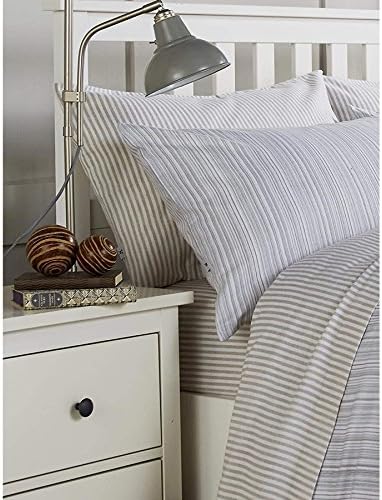 Vantona Argyll 100% Brushed Cotton Flannelette Fitted Grey Stripe - King