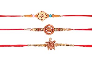 AYUSHNAIK Set med 3 fina rakhi för Rakhi för bror och Bhabhi set Rakhi för Bhaiya Bhabhi Raksha Bandhan Rakhi Indiska Rakhi trådar Rakhi armband bästa presenten till bror på Rakshabandhan Rakhi Band