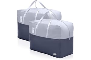 MR HSIUNG & MRS YIN 75L Clothes Storage Bags with Zips, 2 PCS Oxford Cloth Duvet Storage Bag King Size, Breathable Underbed Storage Bags for Clothes, Quilt, Blankets, Bedding, Sturdy Large Storage Bags, No-Smell