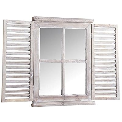 AubryGaspard Miroir fenêtre en bois teinté