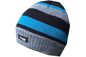 RockJock Boys Striped Thinsulate Thermal Beanie Fleece Lined Winter Hats Warm Fashion (Turquoise)