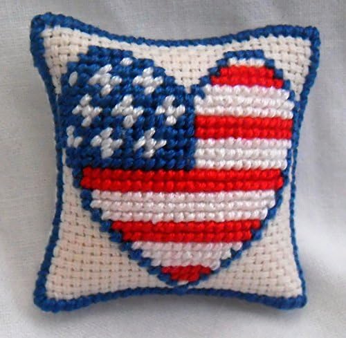Hand Stitched Dolls House Cushions Cross Stitch 1/12th scale Love USA Design