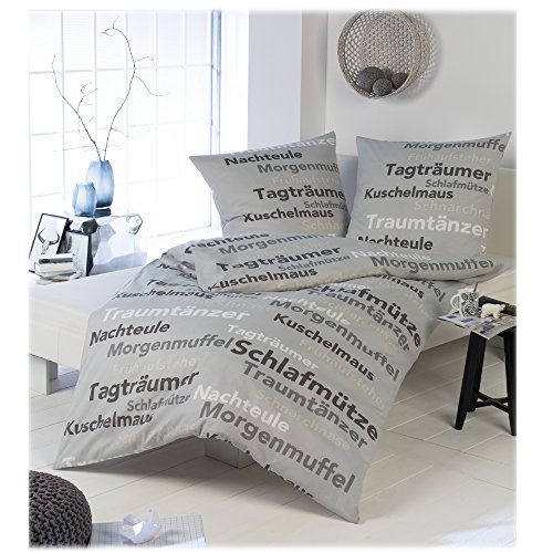 JEMIDI Moderne Bettwäsche Garnitur Bettgarnitur Bettwäschegarnitur 135cm x 200cm (Grau)